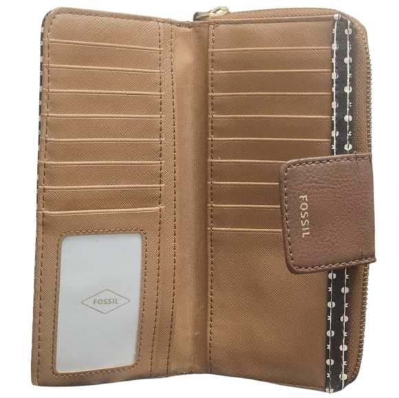 140 FOSSIL Emma  Wallet Zip Around Clutch CreditCard Multi Compartment - Picture 3 of 12